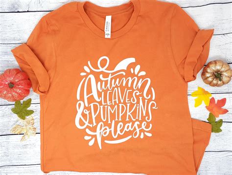 Fall T Shirt Fun Autumn Shirt Autumn Leaves Pumpkins Please Etsyde