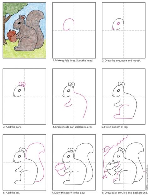How To Draw A Squirrel Step By Step · Art Projects For Kids