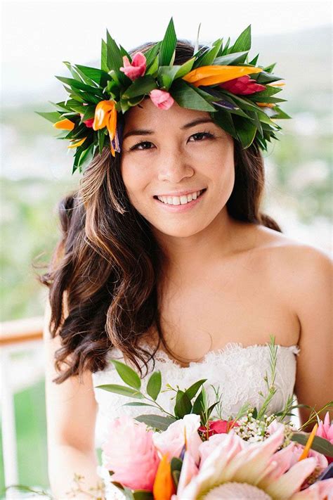 Tropical Flower Crown For A Destination Wedding In Paradise Hawaiian