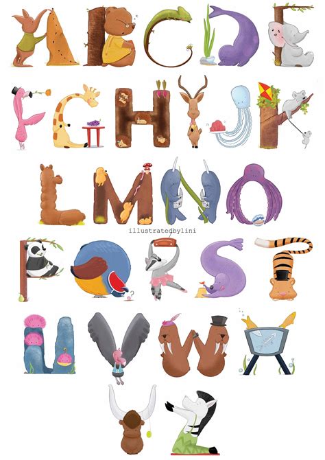 A3 Large Animal Alphabet Print Nursery Art Print Abc Nursery Etsy