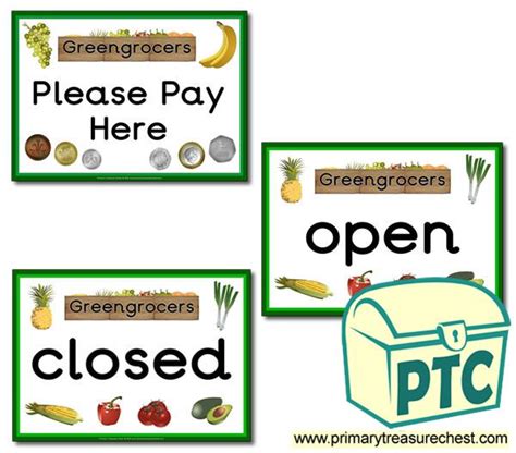 greengrocers role play signs primary treasure chest roleplay vegetable shop role