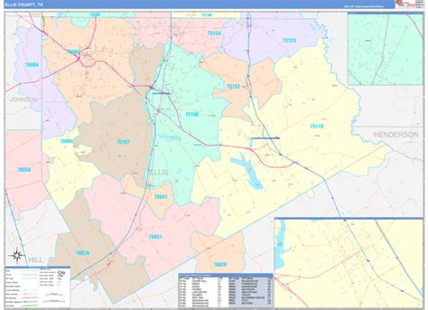 Ellis County Tx Wall Map Color Cast Style By Marketmaps Mapsales