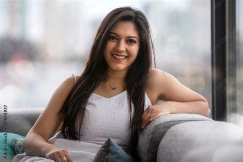 Beautiful Indian Ethnicity Woman With Perfect White Teeth Smile After Dental Visit Smiling