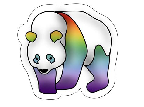 Rainbow Pandas Sticker Set Etsy