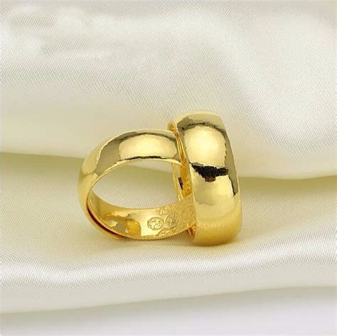 Hot Sale A Pair Of Pure 999 Solid 24k Yellow Gold Ring Mens Smooth