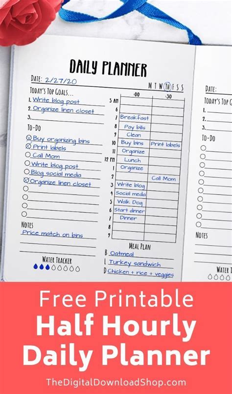 Free Printable Half Hourly Daily Planner Daily Planner Printable Day