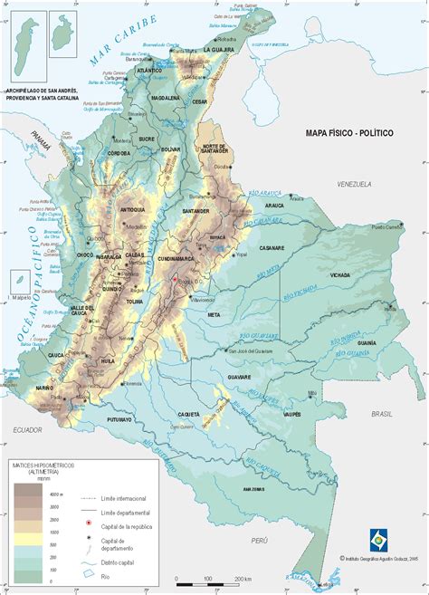 Mapa F Sico Con R Os De Colombia