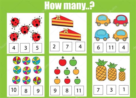 Counting Educational Children Game Kids Activity Worksheet How Many