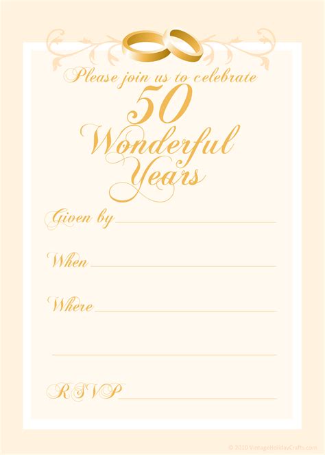 50th birthday card, printable birthday card, 50th birthday printables, greeting card printables, back in 1971, the year you were born card. Free 50th Wedding Anniversary Invitations Templates | 50th ...