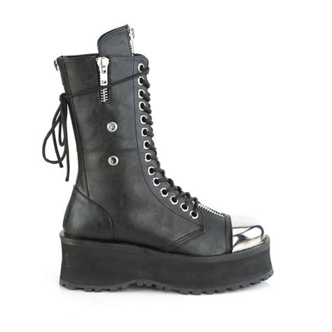 Grave Digger 14 Black Chrome Toe Plate Lace Up Zipper Boots Men Us 4 13 Goth Totally Wicked