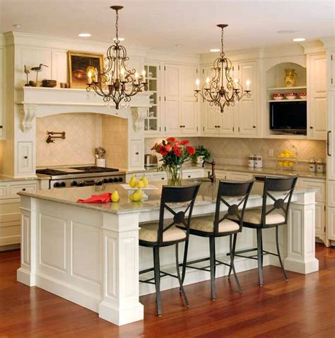 Elegant White And Marble Countertop Kitchen Island With Sink And Seating