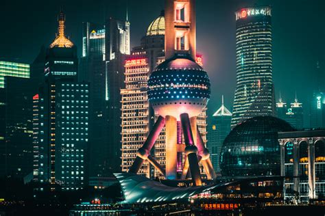 Futuristic Shanghai City Architecture China Stock Photo Download