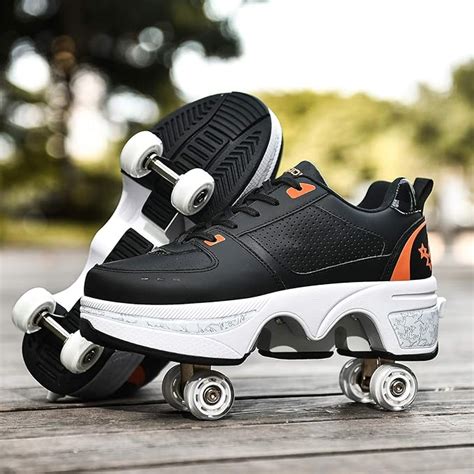 Roller Skates For Girlsboys Double Row Deform Wheel Parkour Shoes Kick