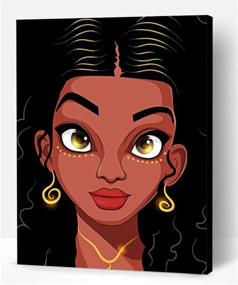 Beautiful Afro Girl Cartoon Illustration Paint By Numbers Paint By Numbers Pro