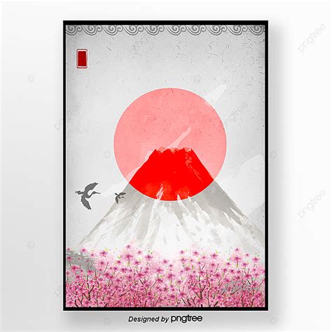 Japanese Vintage Cherry Blossom Art Poster Template For