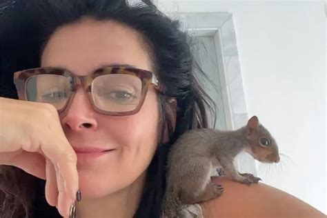 Angie Harmon Appears To Be Caring For A Young Squirrel Named Thomas