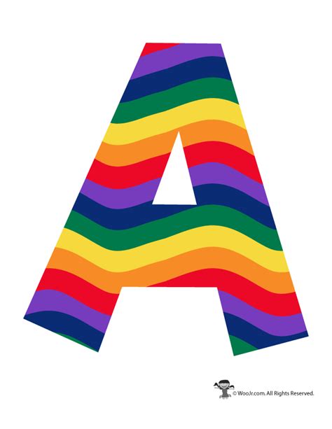 So i made these alphabet free printable letters. Rainbow Letter A - Woo! Jr. Kids Activities