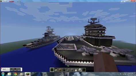 Minecraft Battleship And Aircraft Carrier Youtube