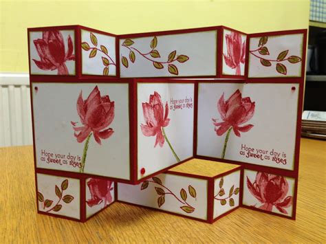 Stampin Up Lotus Blossom Trifolded Card Fancy Fold Cards Trifold