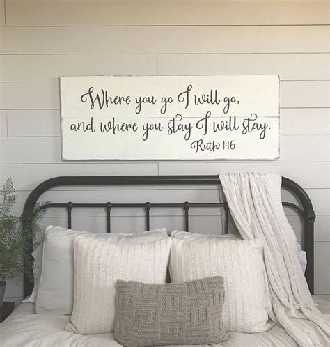 Bedroom Wall Decor Where You Go I Will Go Wood Signs