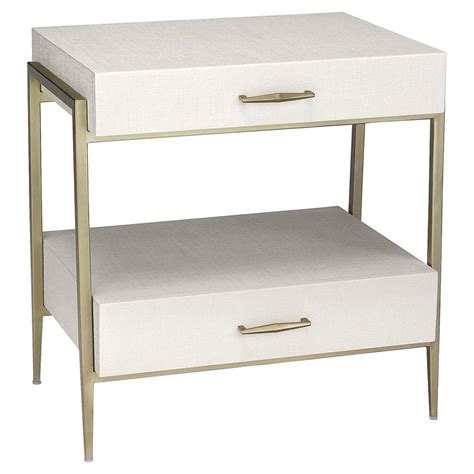Stylecraft af15947a hanley wooden side end table nightstand for living, dining room, or bedroom accent furniture decor, distressed wood and metal stylecraft $104.99 Interlude Allegra White Upholstered Gold Metal Wood Nightstand