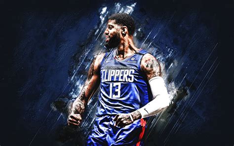 Download Wallpapers Paul George Nba Los Angeles Clippers Blue Stone