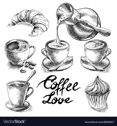 Coffee And Desserts Set Royalty Free Vector Image