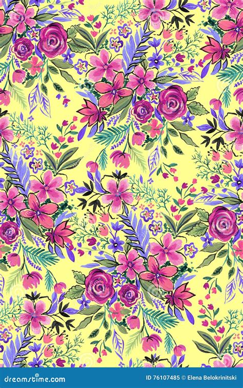 Seamless Ditsy Floral Pattern With Bright Flowers Stock Illustration