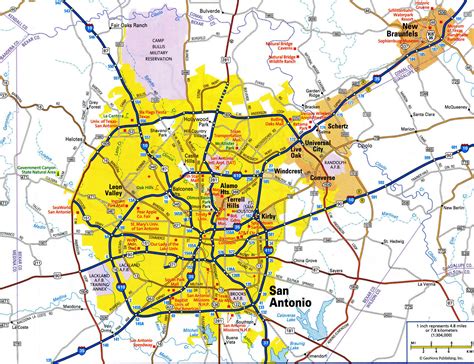 Road Map Of San Antonio Texas USA Street Area Detailed Free Highway Large