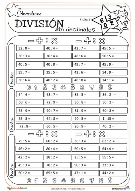 Fichas De Matemáticas Multiplicación Y División