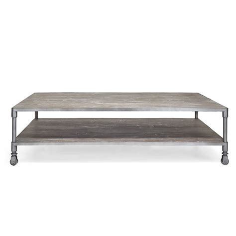 Dark iron frame contrasts with antiqued nickel panels. URBN 2.0 Wheeled Coffee Table | Coffee table, Modern ...