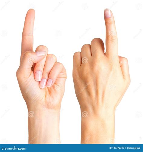 Woman Hands With The Index Finger Pointing Up Stock Image Image Of