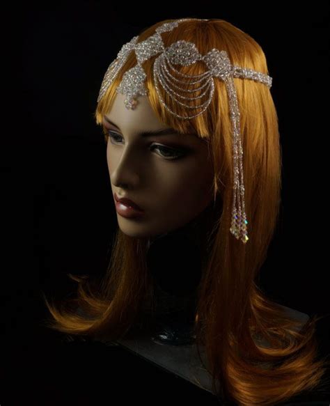 Celestial Crystal Silver Beaded Bridal Headdress Oriental Fantasy
