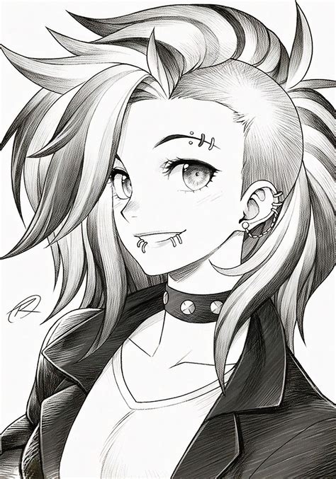 Punk Girl Anime Drawings Sketches Concept Art Characters Anime Sketch