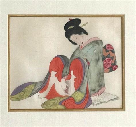 Pair Of Framed Antique Japanese Shunga Paintings On Silk At 1stdibs