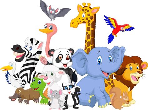 Premium Vector Cartoon Wild Animals Background