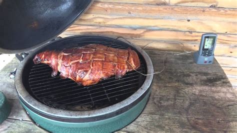 Deer Hind Quarter Venison Wrapped In Bacon Smoked On The Big Green Egg Youtube