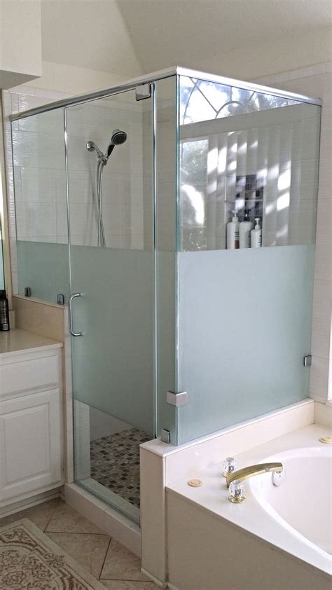 take your glass shower doors to the next level with a custom etched or frosted finish here s