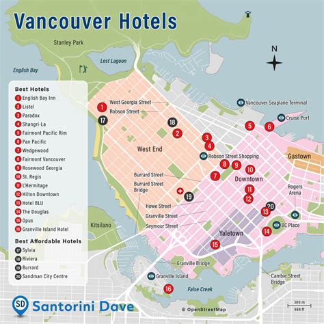 Vancouver Hotel Map Best Areas Neighborhoods And Places To Stay