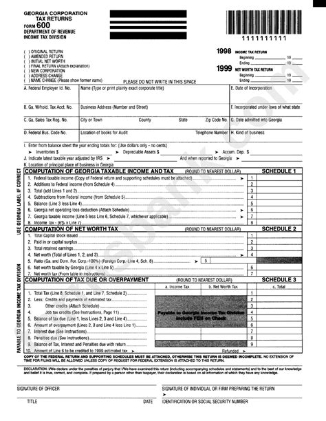 Form 600it 560 C Georgia Corporation Tax Returns Corporation