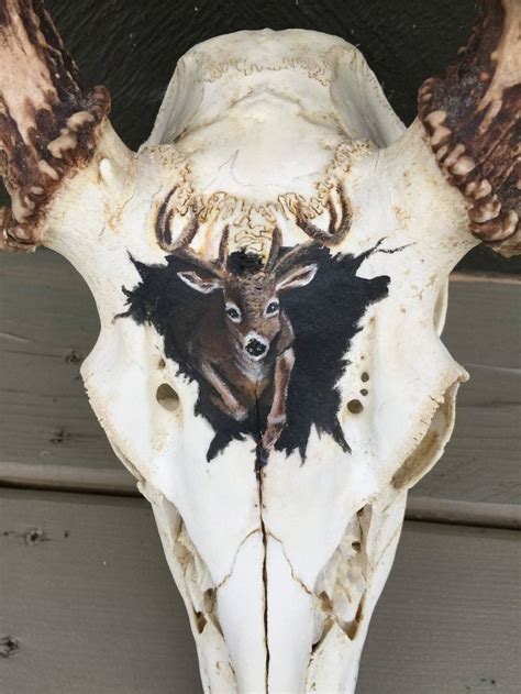 Deer Skull Hand Painted Etsy Deer Skull Art Painted Deer Skulls