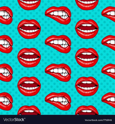 Lips Seamless Pattern In Retro Pop Art Style Royalty Free Vector Image