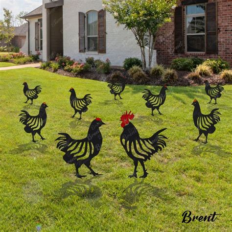 Metal Chicken Garden Stakes Farm Animals Metal Rooster Steel