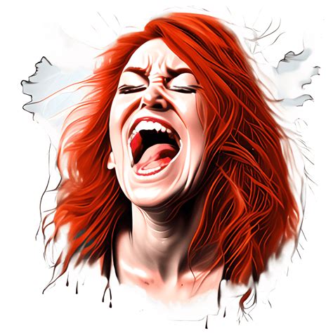 Redheaded Woman Screaming In Pain In The Sun · Creative Fabrica
