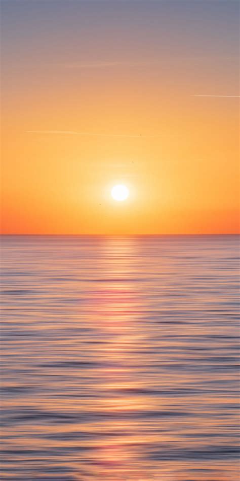 1080x2160 Blur Sea Sky Sunset Minimal Wallpaper Mountain Wallpaper