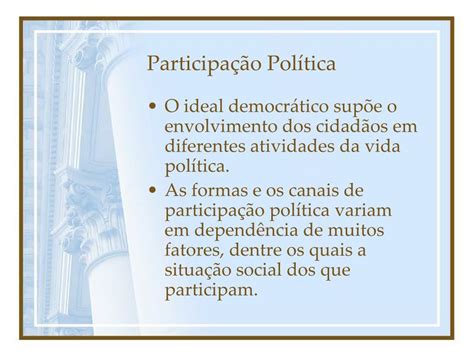 PPT CIDADANIA PARTICIPAÇÃO POLÍTICA E PARTIDOS POLÍTICOS PowerPoint Presentation ID