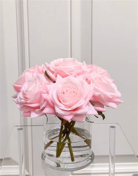 Real Touch Rose Floral Arrangement In Vase Floral Etsy