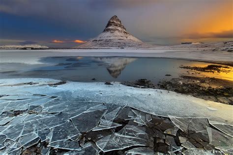 Nature Landscape Mountain Iceland Snow Winter Ice Water Sunset Clouds