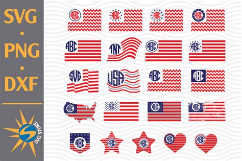 American Flag Monogram Svg Png Dxf Digital Files Include By