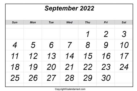 September 2022 Calendar Printable Calendar Next
